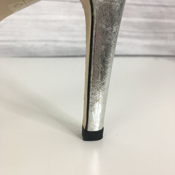 J. Renee Heels Y2K Metallic Peep Toe Heels 9.5 Silver HOCO Cocktail Formal 3.5" - Picture 12 of 12